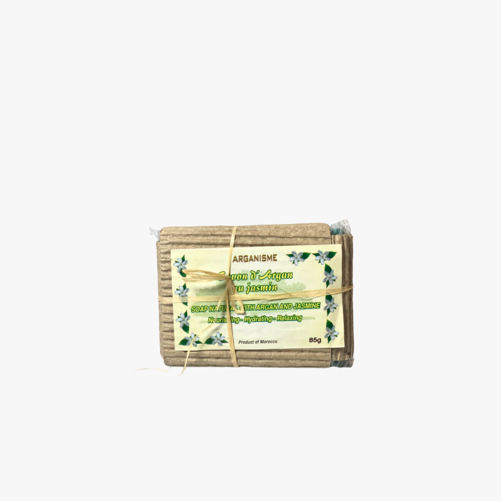 A wrapped Arganisme argan soap bar